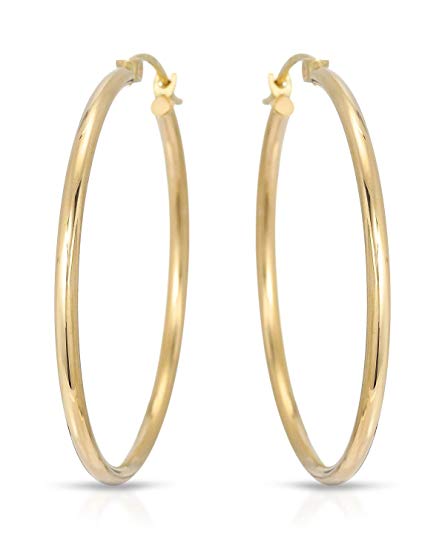 MCS Jewelry 14 Karat Yellow Gold Large Classic Hoop Earrings (Diameter: 60mm)