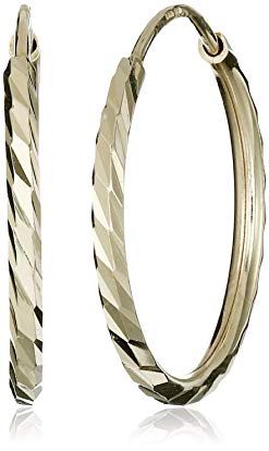 14k Yellow Gold 1.5mm Rombo Hoop Earrings