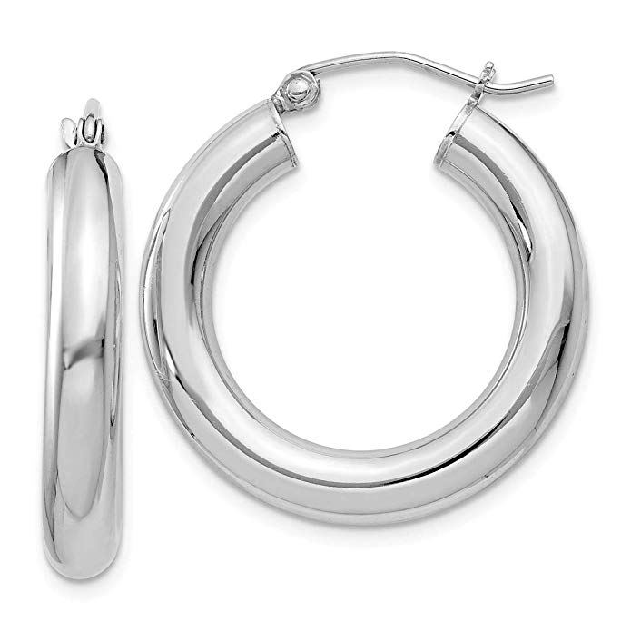 925 Sterling Silver 4mm Round Hoop Earrings Ear Hoops Set Classic Fine Jewelry For Women Gift Set