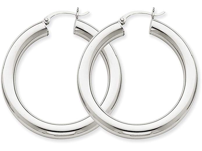 Finejewelers 14k White Gold Polished 5mm Tube Hoop Earrings