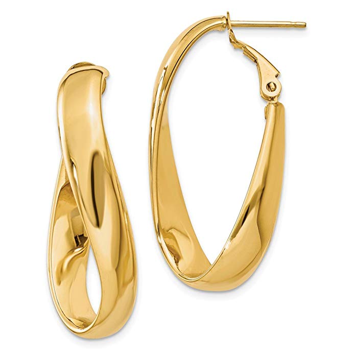 14k Yellow Gold 0.5IN Long Twisted Oval Hoop Earrings