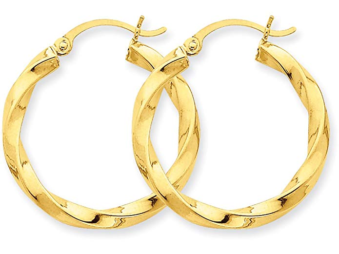 Finejewelers 14k Yellow Gold Polished 3mm Twisted Hoop Earrings