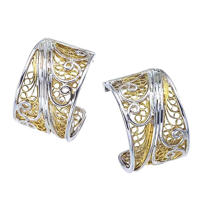 Sterling Silver & Gold Overlay Earrings