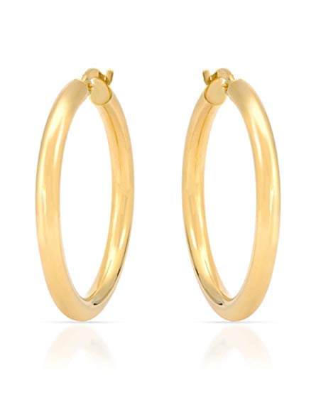 MCS Jewelry 14 Karat Yellow Gold Classic Hoop Earrings (Diameter: 25 mm)