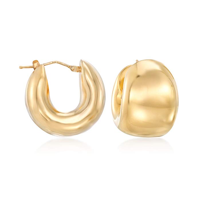 Ross-Simons Italian Andiamo 14kt Yellow Gold Wide Huggie Hoop Earrings