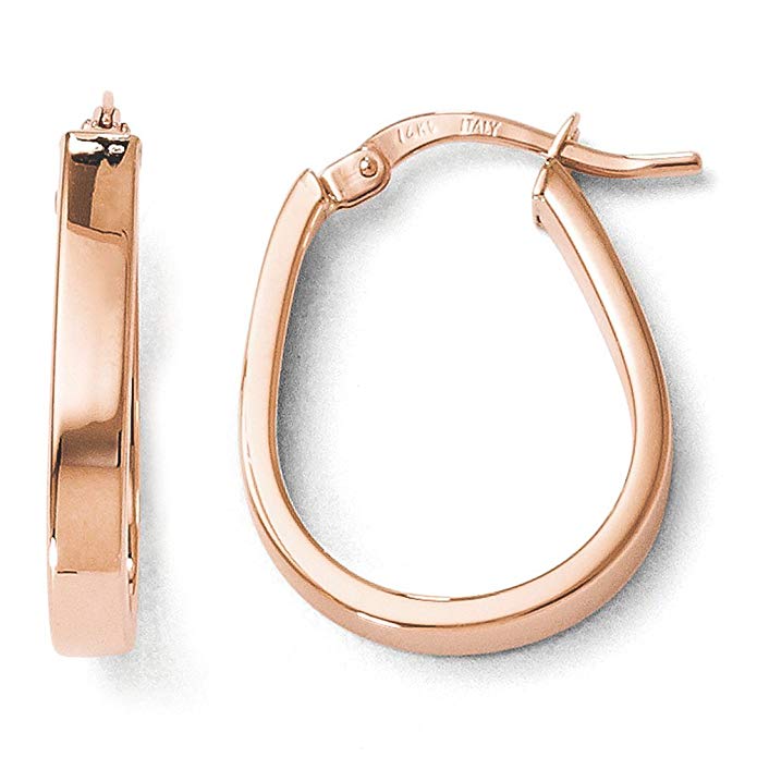 Italian 14k Rose Gold Polished U-Shape Hoop Earrings