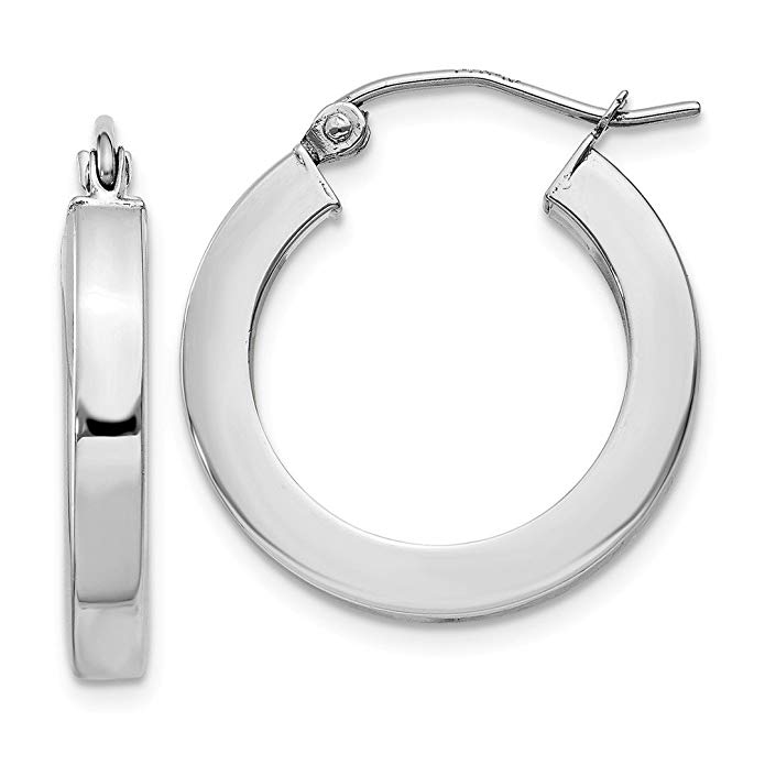 14kt White Gold Square Tube Hoop Earrings Ear Hoops Set Round Fine Jewelry For Women Gift Set