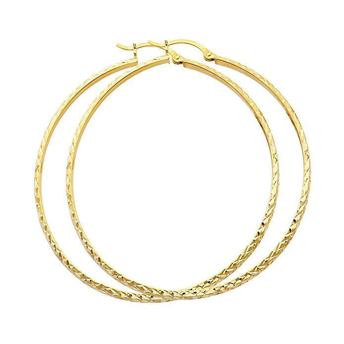 14k Yellow Gold 3mm Thickness Hoop Earrings (55 x 55 mm)