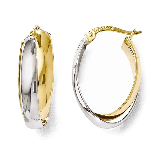 Leslie's 14k Two-tone Polished Double Oval Hoop Earrings