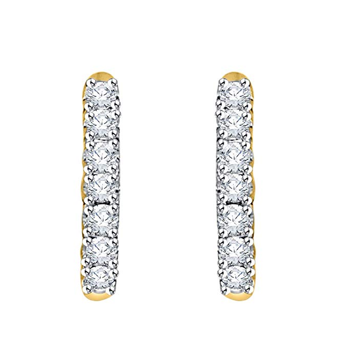 Diamond Huggie Earrings in 10K Gold (1/4 cttw) (Color JK, Clarity I2-I3)