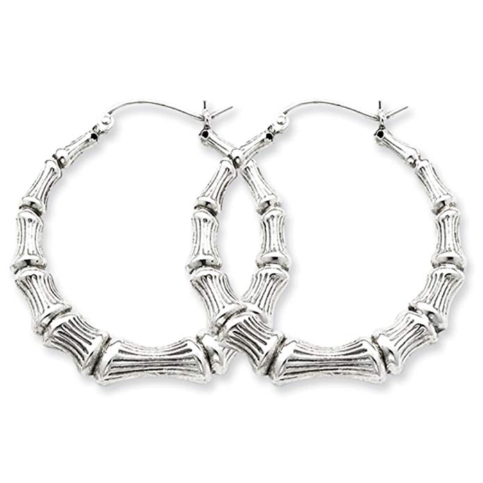 Bamboo Hoop Earrings in Sterling Silver - 55m (2-1/8 in)