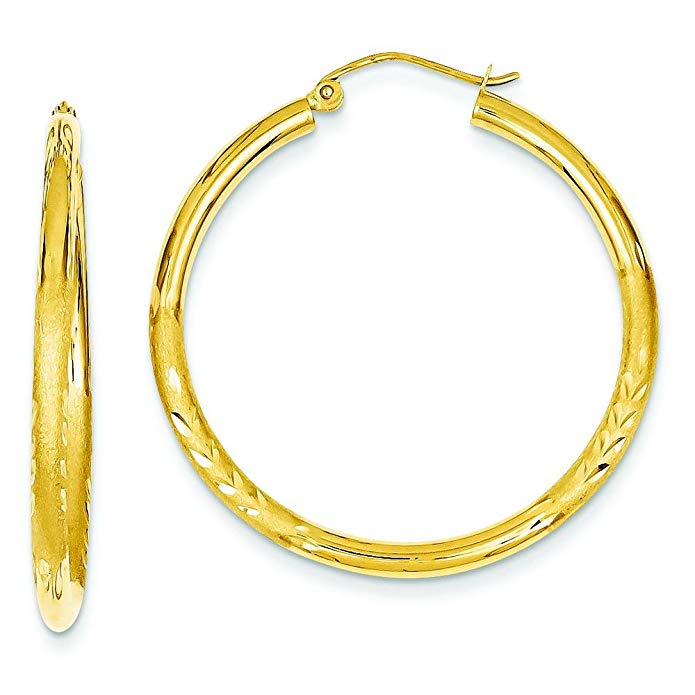 14K Gold Round Hoop Earrings Jewelry