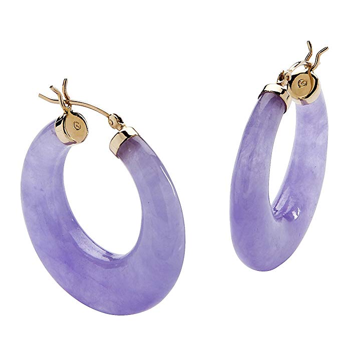 Lavender Jade 14k Yellow Gold Hoop Earrings (30 mm)