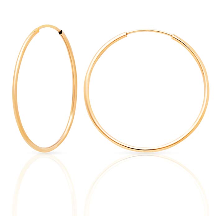 Thin Medium Endless Hoop Earrings in 14k Yellow Gold