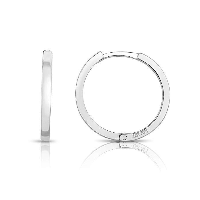 MCS Jewelry 14 Karat Solid White Gold Endless Hoop Earrings (Diameter: 17 mm)