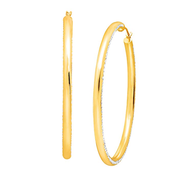 Diamond-Cut Hoop Earrings in 14K Gold-Bonded Sterling Silver, (2