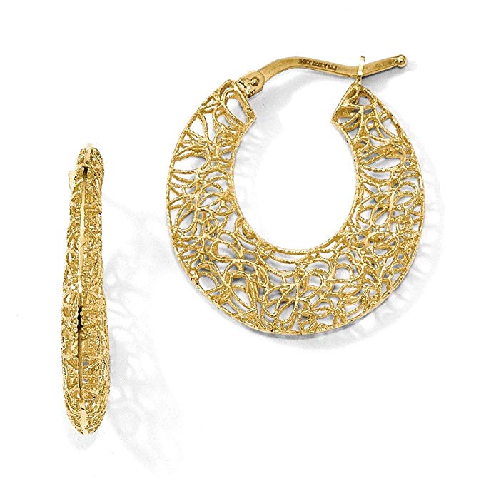 Leslie's 14K Yellow Gold Filigree Spiral Hoop Earrings