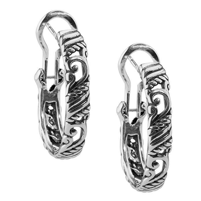 Carolyn Pollack Sterling Silver Signature Oval Hoop Earrings - Lasting Connections Collection