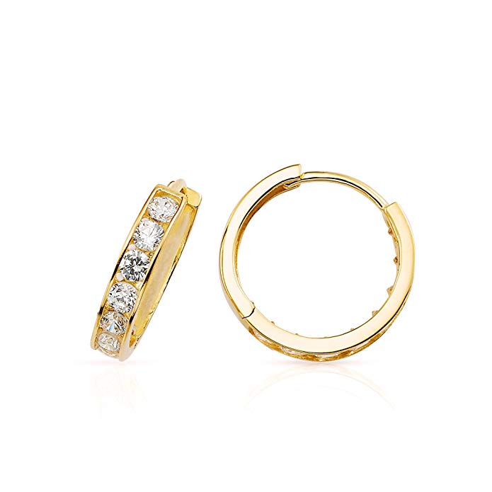 Small Hoop Huggie Earrings in 14K Yellow Gold