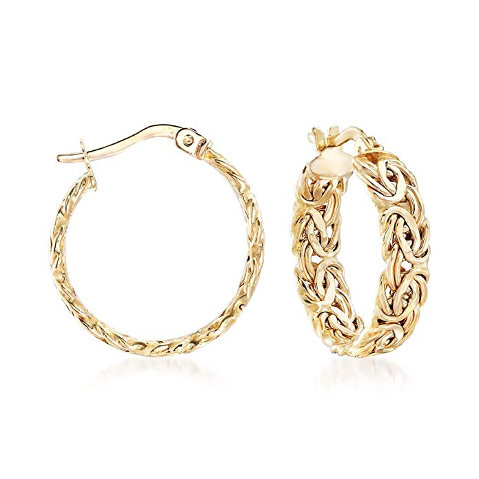 Ross-Simons 14kt Yellow Gold Byzantine Hoop Earrings