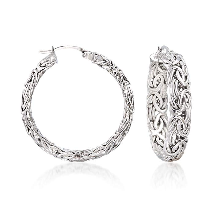 Ross-Simons Sterling Silver Medium Byzantine Hoop Earrings