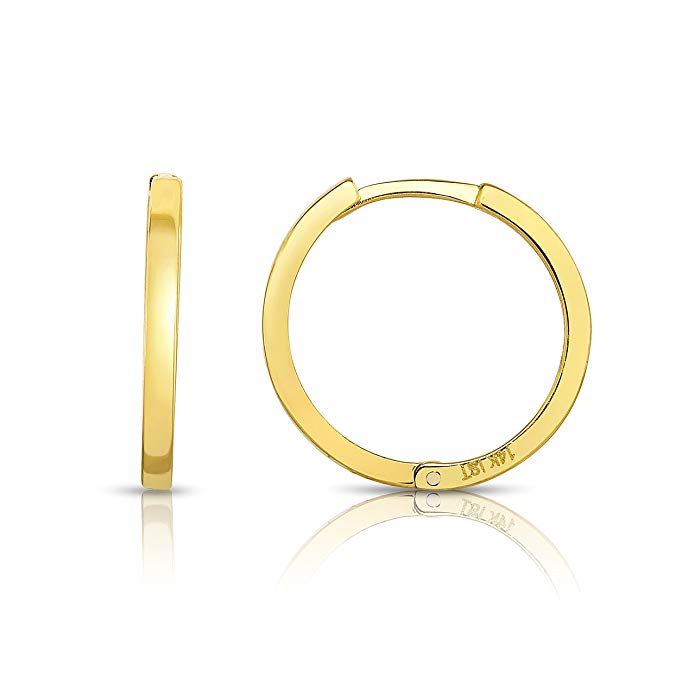 MCS Jewelry 14 Karat Solid Yellow Gold Endless Hoop Earrings (Diameter: 17 mm)