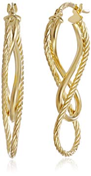 14k Yellow Gold Italian Diamond-Cut and High Polish Figure Eight Earrings