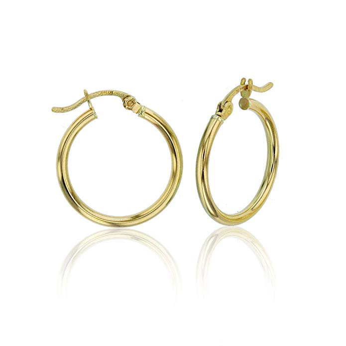 14K Yellow Gold Polished Hoop Earrings (yellow-gold)