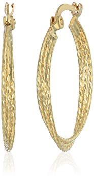 10k Yellow Gold Diamond Cut Hoop Earrings