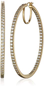 Platinum or Gold-Plated Sterling Silver Swarovski Zirconia Hoop Earrings, 2