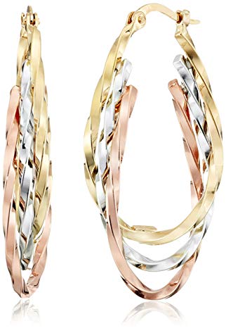 14k Gold Tri-Color Triple Hoop Earrings (1