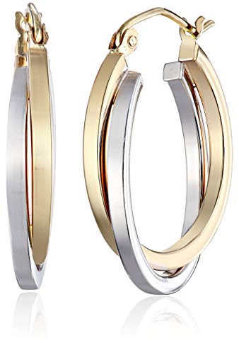 14k Gold Two-Tone 3.8mm Twisted Hoop Earrings