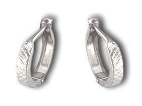 14 Karat White Gold Diamond Cut Huggie Hoop Earrings