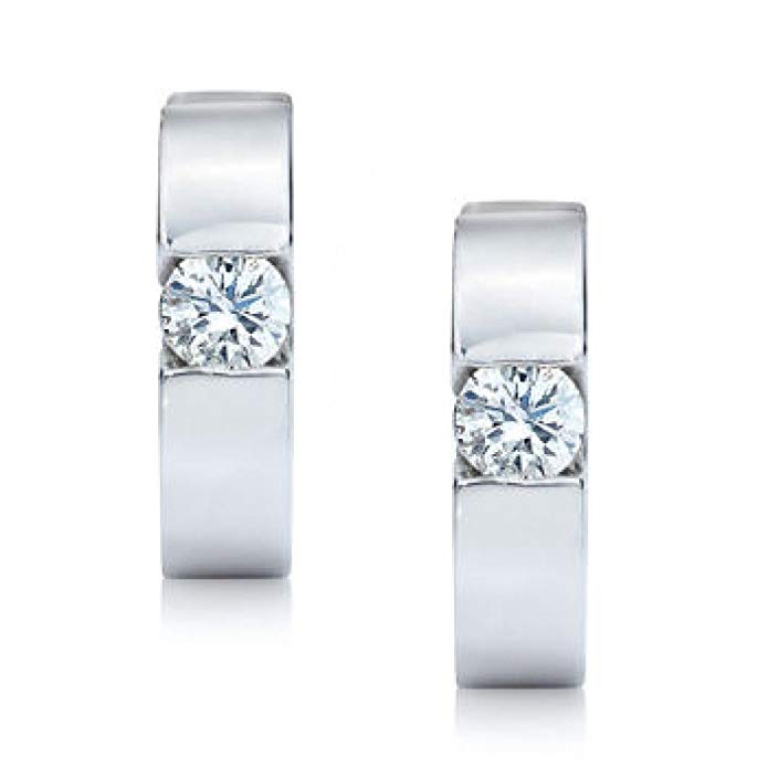 0.50 ct Ladies Round Cut Diamond Hoop Earrings in 14 kt White Gold