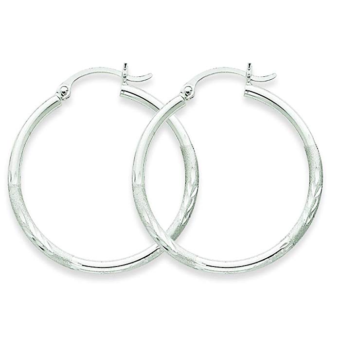 14K White Gold Hoop Earrings Jewelry