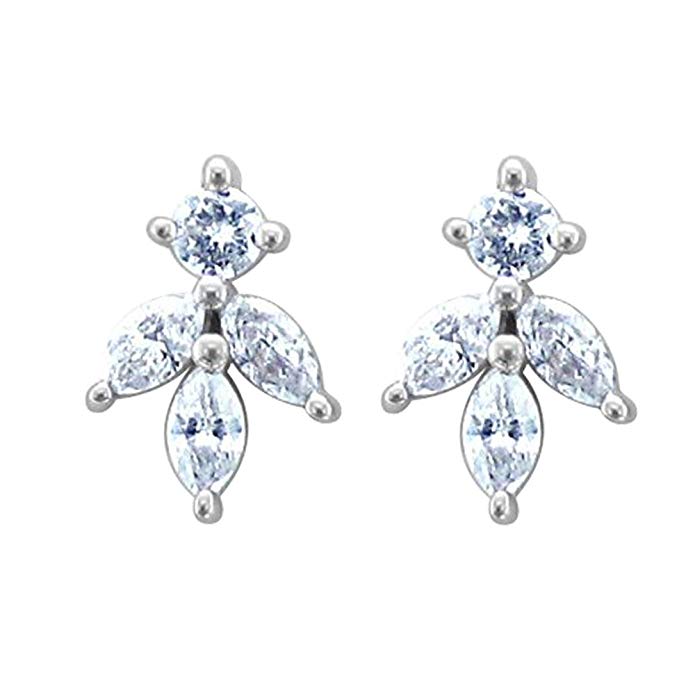 14k White Gold Marquise Clovers Drop Diamond Earrings (1/3 Carat)