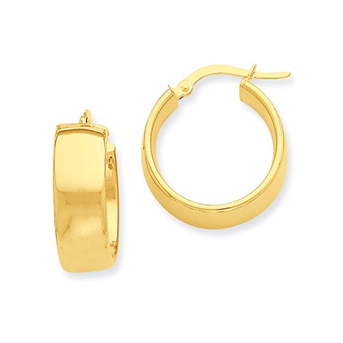 6.75mm, 14k Yellow Gold Round Hoop Earrings, 18mm (11/16 Inch)