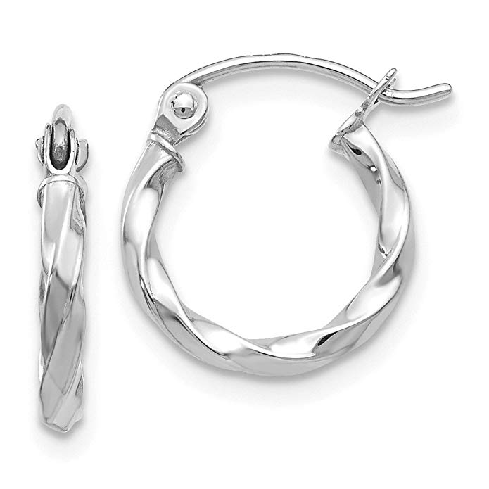 14kt White Gold Twist Hoop Earrings Ear Hoops Set Fine Jewelry For Women Gift Set