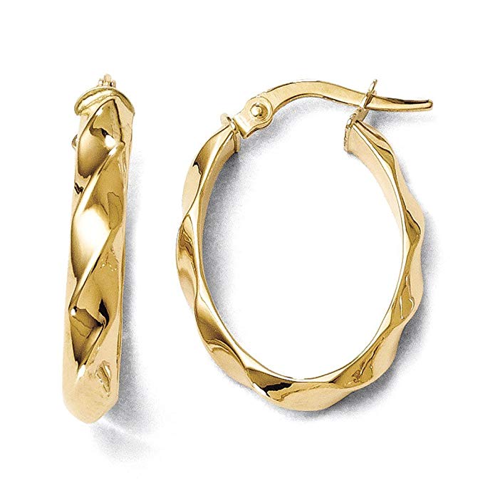 Leslie's 14k Polished and Twisted Oval Hoop Earrings