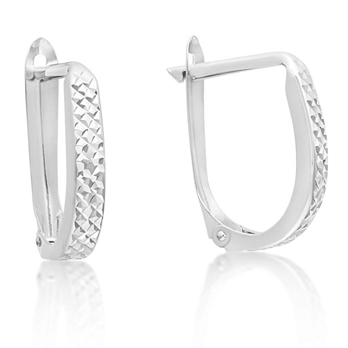 14k Gold Diamond-cut Oval Huggie Earrings (0.6