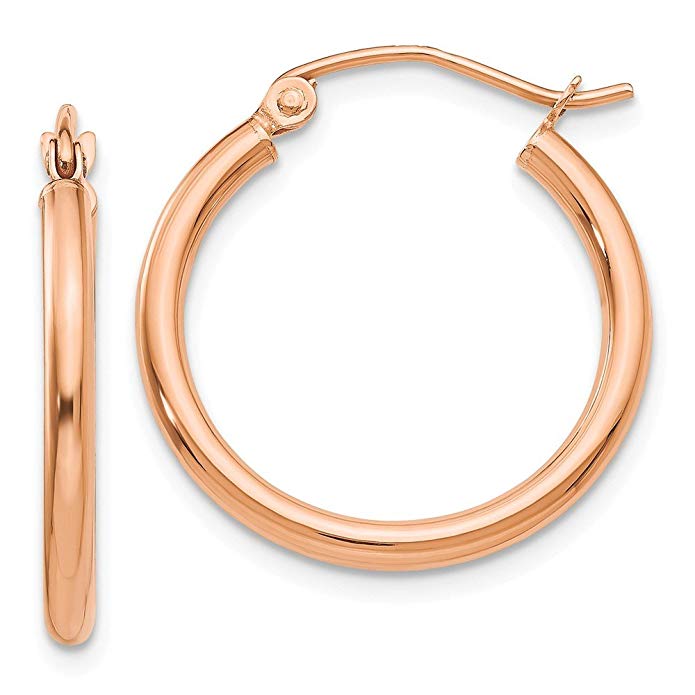 Jewels By Lux 10k Rose Gold 2mm Polished Hoop Earrings