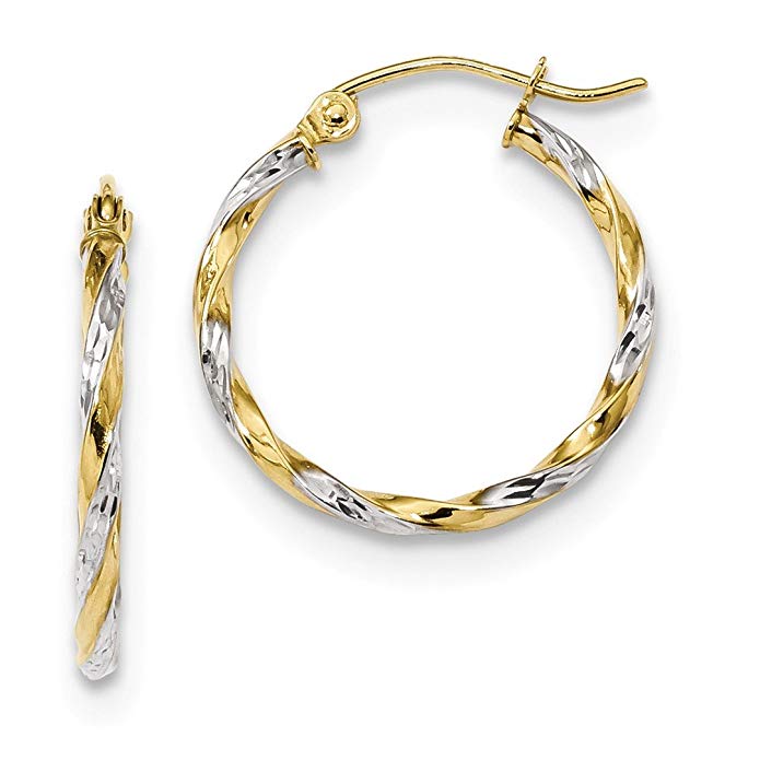 10kt Yellow Gold Twisted Hoop Earrings Ear Hoops Set Fine Jewelry For Women Gift Set