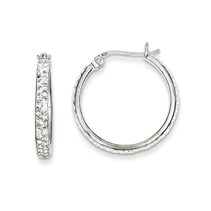 925 Sterling Silver White Swarovski Crystal Hoop Earrings Ear Hoops Set Fine Jewelry For Women Gift Set