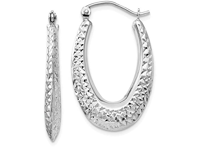 Finejewelers 10k White Gold Bright Cut Hinged Hoop Earrings