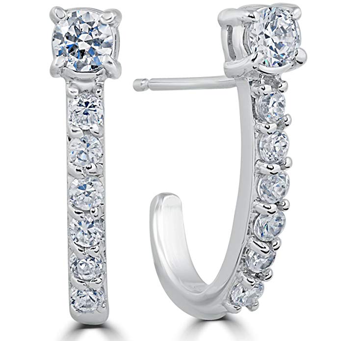 1 cttw Diamond Hoops 14k White Gold 3/4