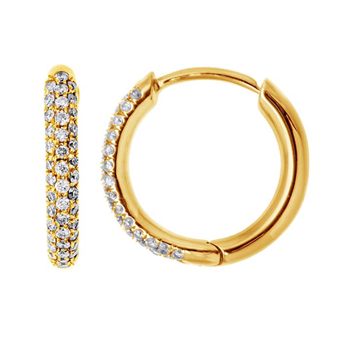 10K Gold Round Diamond Hoop & Huggies Earrings (1/4 Carat) - IGI Certified