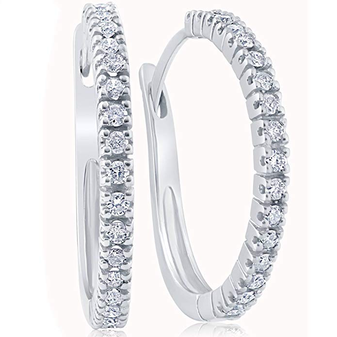 1/2ct Diamond Hoops 10K White Gold