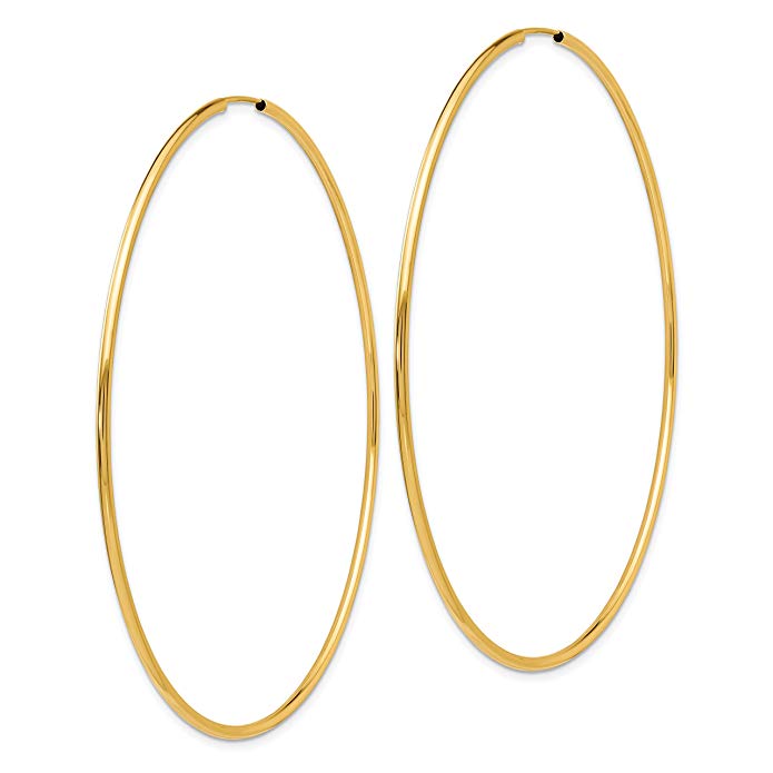 14k Yellow Gold Endless Hoop Earrings (3IN Diameter)