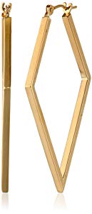 14k Yellow Gold Geometric Tube Hoop Earrings