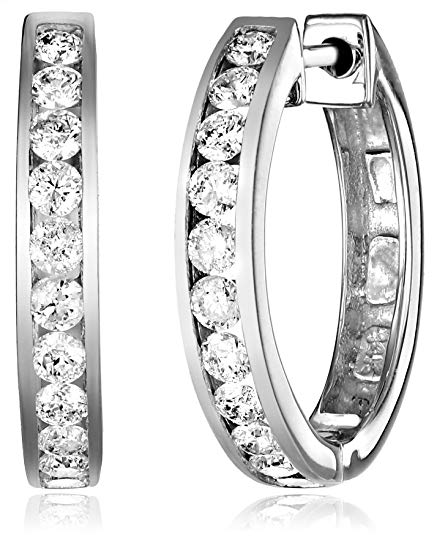 14k Gold Channel-Set Diamond Hoop Earrings (1 cttw, H-I Color, I1-I2 Clarity)